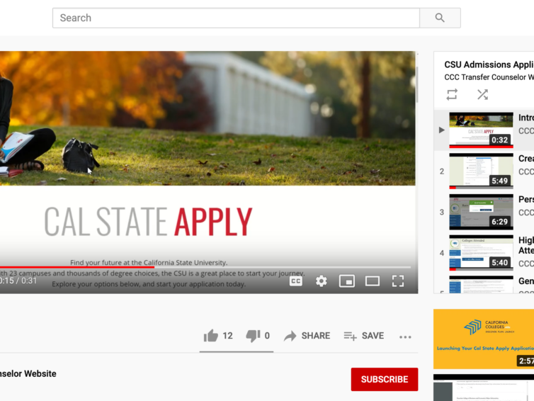 California State University (CSU) Application Videos for Fall 2021 California Community College Transfer Students