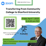 Transferring from Community College to Stanford University webinar flyer