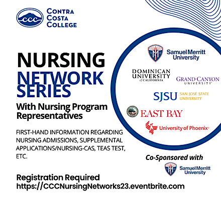 Flyer for Contra Costa College's Nursing Network Series event