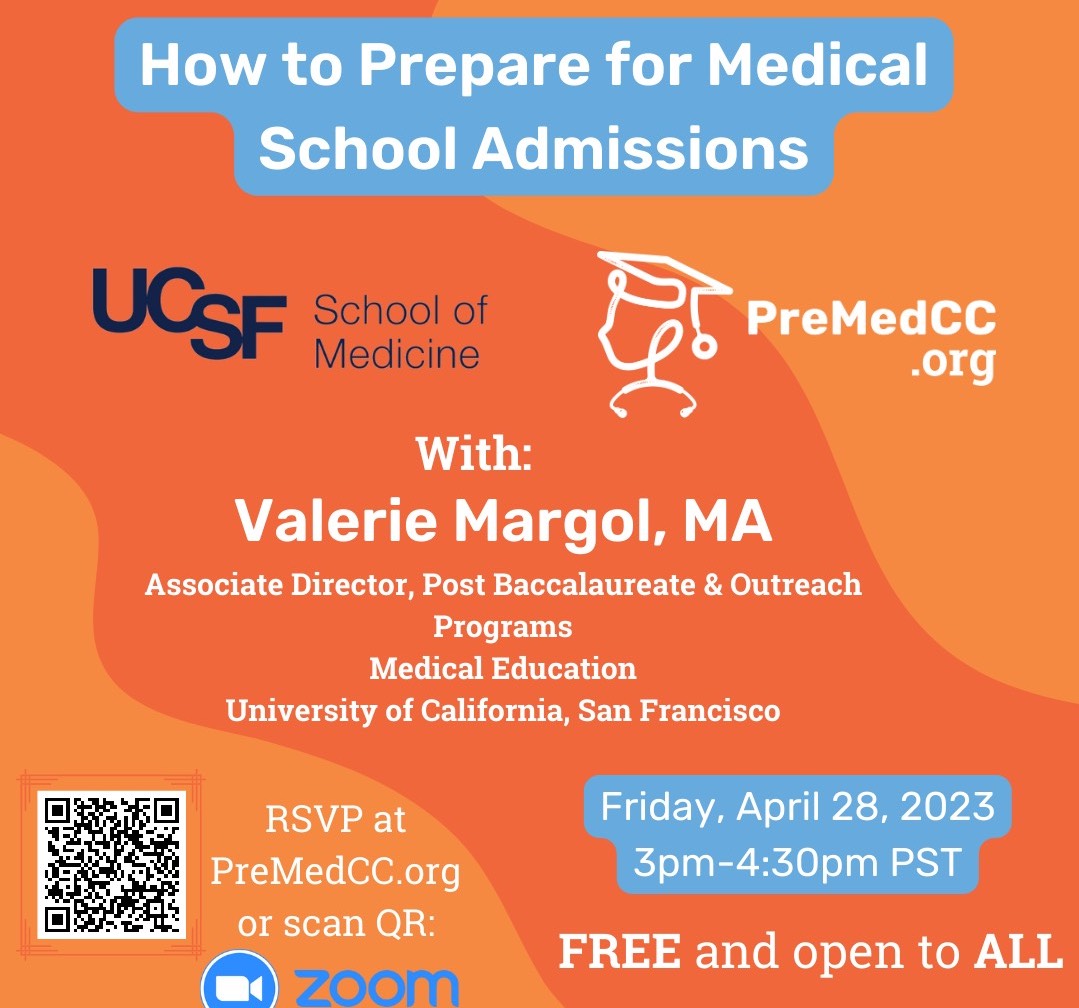 PreMedCC workshop flyer featuring UCSF School of Medicine