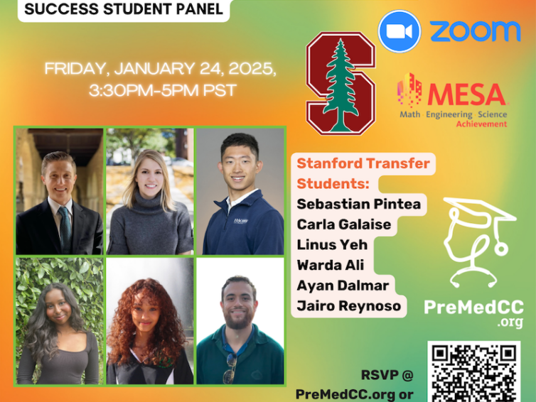 PreMed CC Presents: Community College to Stanford – A Transfer Success Student Panel, Jan. 24, 2025